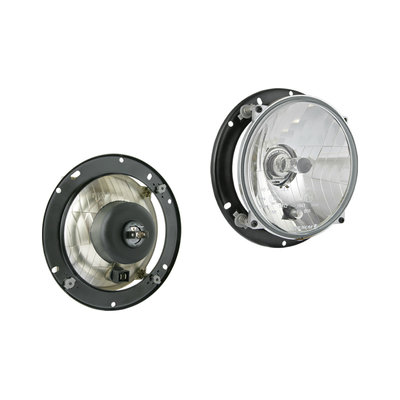 Headlamp H4 Ø182x77 Including 12V Bulbs and Mounting Plate