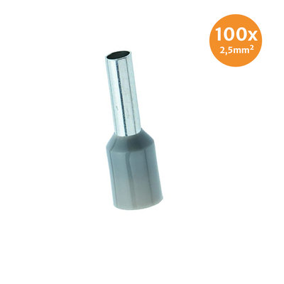 Electric End Terminal Insulated 2,5mm² Grey 100 Pieces