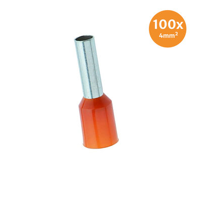 Electric End Terminal Insulated 4mm² Orange 100 Pieces