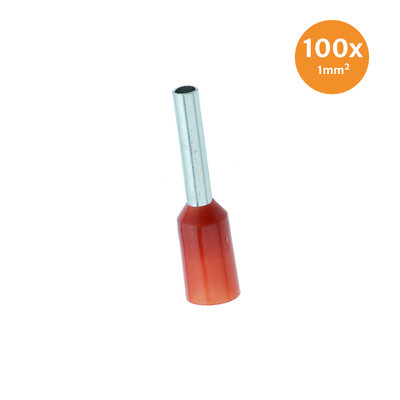 Electric End Terminal Insulated 1mm² Red 100 Pieces