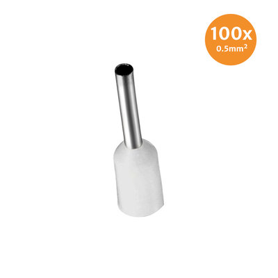 Electric End Terminal Insulated 0,5mm² White 100 Pieces