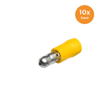 Pre-Insulated Male Bullets Yellow (4-6mm) 10 Pieces