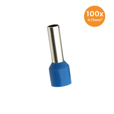 Electric End Terminal Insulated 0,75mm² Blue 100 Pieces