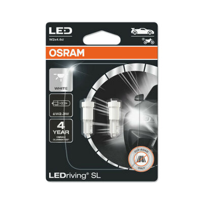 Osram W2.3W LED Retrofit White 12V W2x4.6d T5 2 Pieces