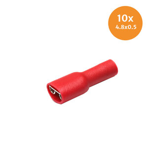 Fully Insulated Crimp Female Disconnectors Red (4,8x0,5mm) 10 Pieces