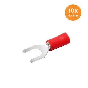 Pre-Insulated Fork Red 6.4mm 10 Pieces