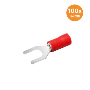 Pre-Insulated Fork Red 4.3mm 100 Pieces