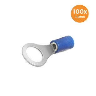 Pre-Insulated Ring Terminal Blue 3.2mm 100 Pieces