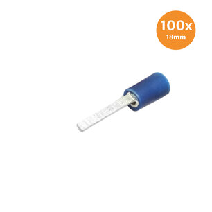 Pin cable shoe Blue 18mm 100 Pieces