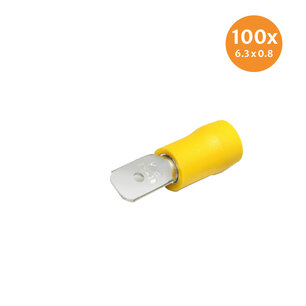 Insulated Blade Terminals Yellow (6,3x0,8mm) 100 Pieces