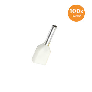 Twin Entry End Terminal Insulated 0,5mm² White 100 Pieces