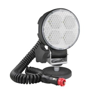 LED work lamp with magnetic holder, spiral cable and switch