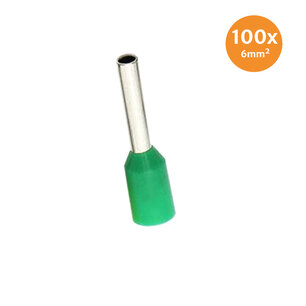 Adereindhuls Geïsoleerd 6mm² Groen 100 stuks