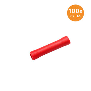 Insulated Butt Connectors Red (0.5-1.5mm) 100 Pieces