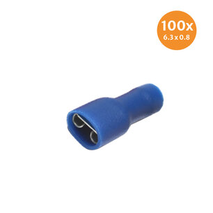 Fully Insulated Crimp Female Disconnectors Blue (6,4x0,8mm) 100 Pieces