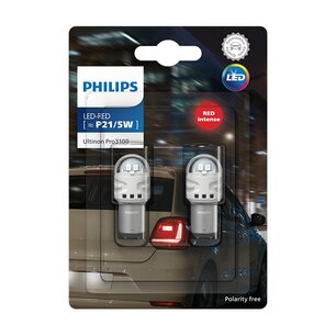 Philips LED Retrofit P21/5W Red BAY15d 12V 2 Pieces