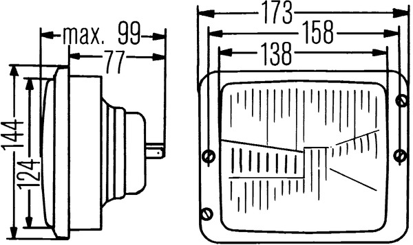 Hella Koplamp Inbouw 12/24V R2,138x124mm Met Standlicht | 1AA 004 109-031
