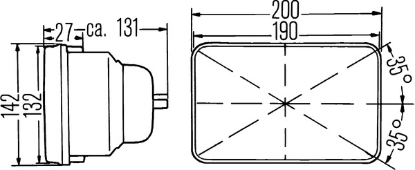 Hella Optiek voor | 1AE 004 234-001 H4 190x132mm | 1AE 003 427-021