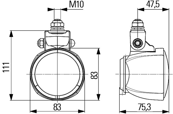 Hella Werklamp M70 bodemverl hangend z/gl H3 | 1G0 996 176-112