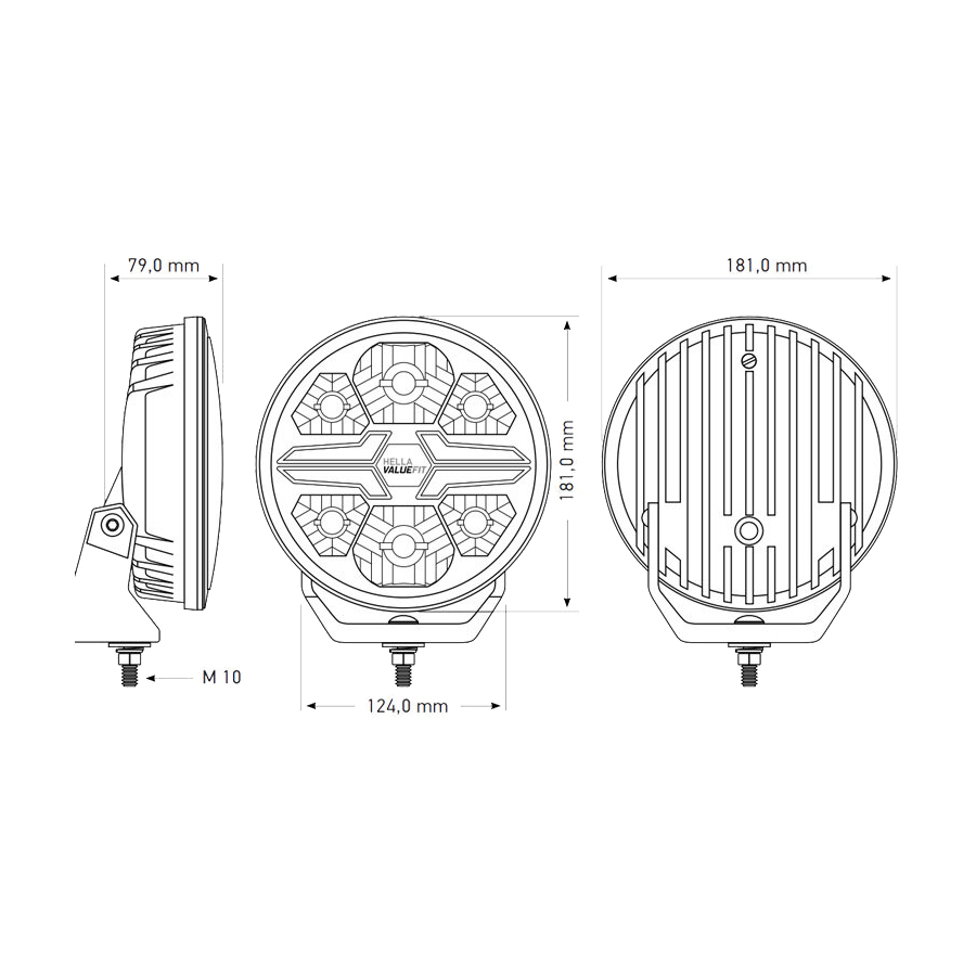 Hella LED Verstraler Blade 7" Zwart Wit/Oranje Positielicht Ref 25
