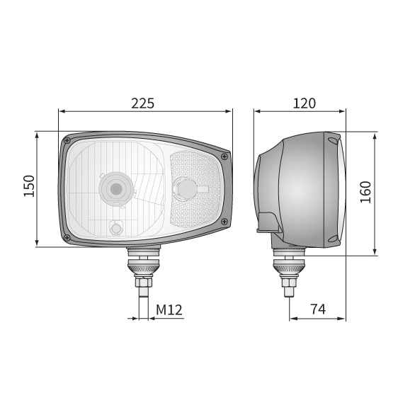 Set RGV1B Koplampen Onderkant-Montage 12V