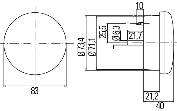 Hella Knipperlicht Ø83mm Met 12V Gloeilamp | 2BA 302 252-027