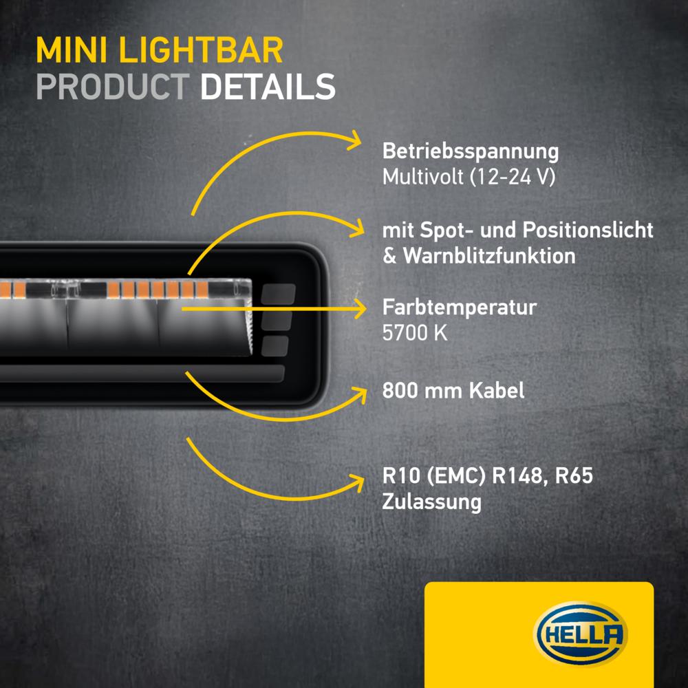 HELLA Black Magic Edgeless Pro Mini 7 inch LED Lightbar | 2.152 lumen