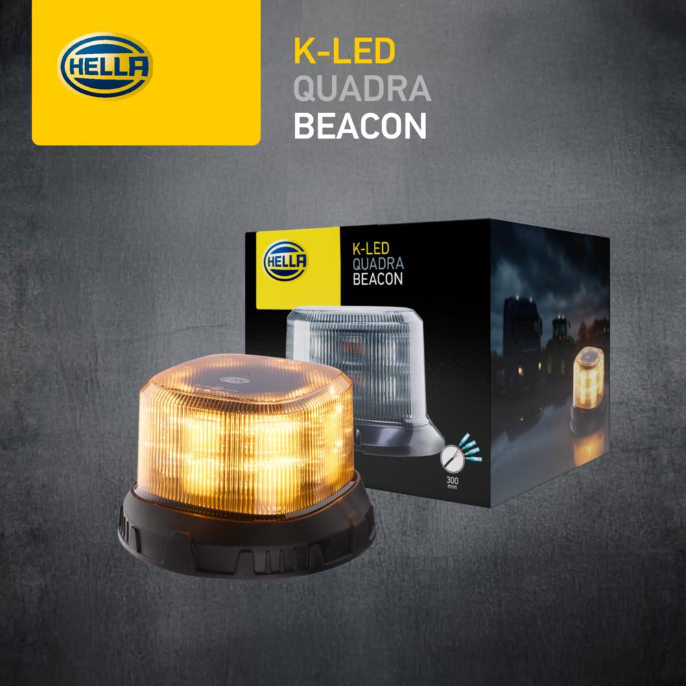 HELLA K-LED QUADRA LED Zwaailamp Oranje | Smoke