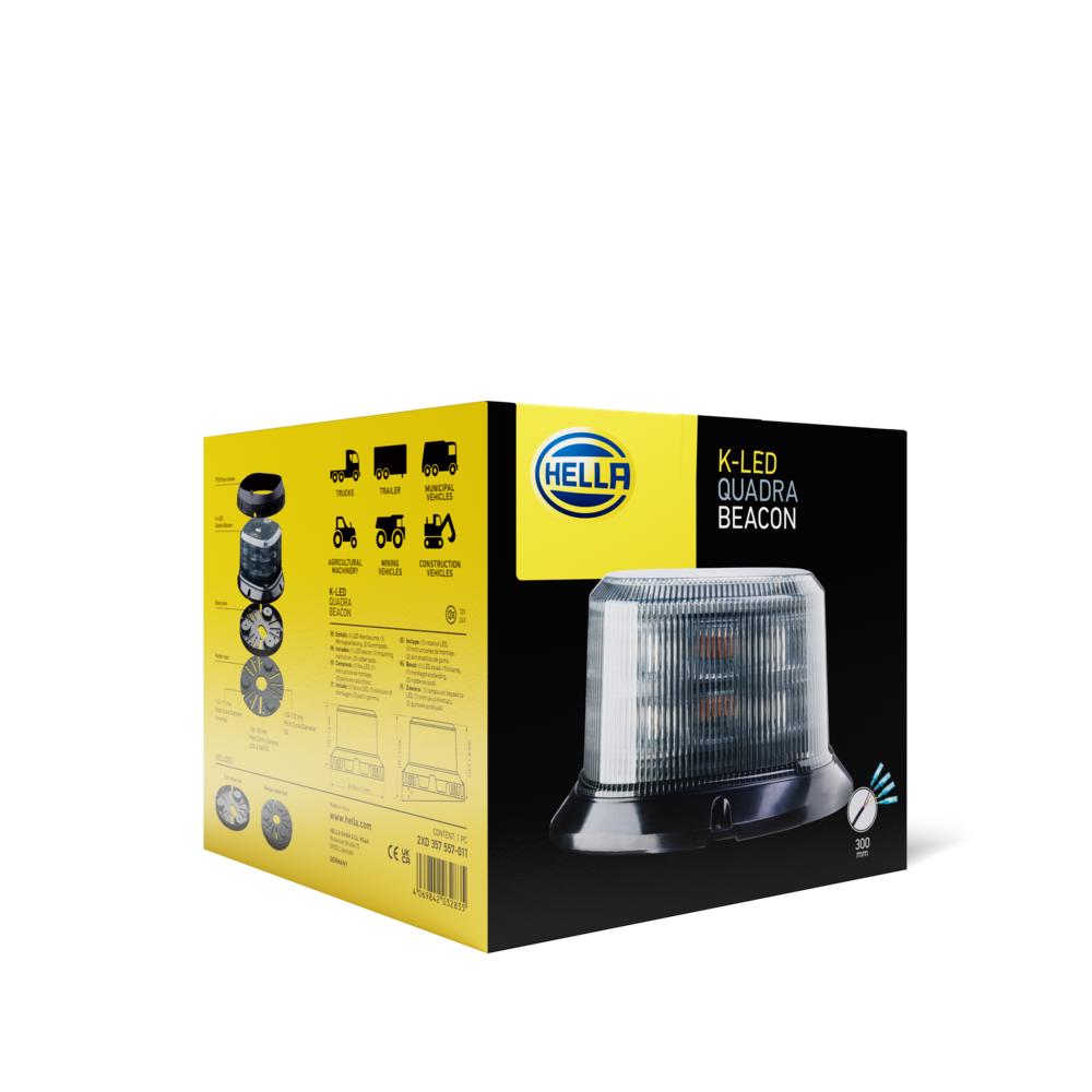 HELLA K-LED QUADRA LED Zwaailamp Oranje | Smoke